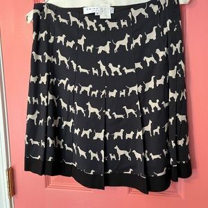 Trina Turk dog print pleated skirt